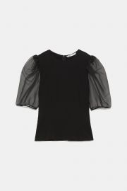 ORGANZA SLEEVE TOP at Zara